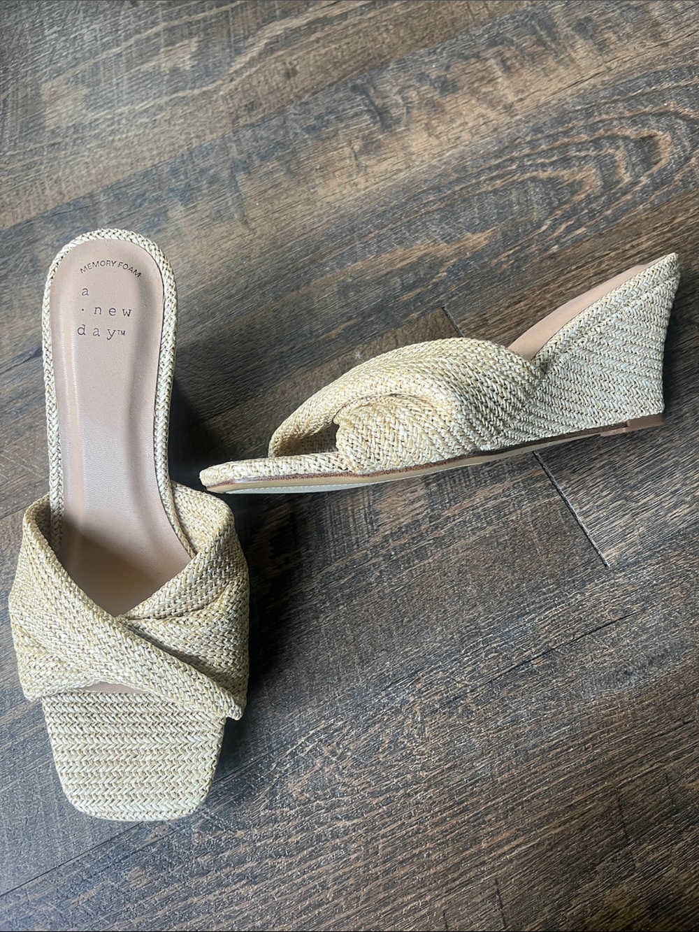 a new day Woven Twist Wedge Slides - Tan